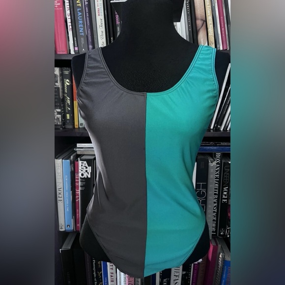 American Apparel Gray and Teal Tank Top - Picture 1 of 5